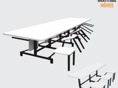 Mesa Refeitório Assentos Articulados-TL