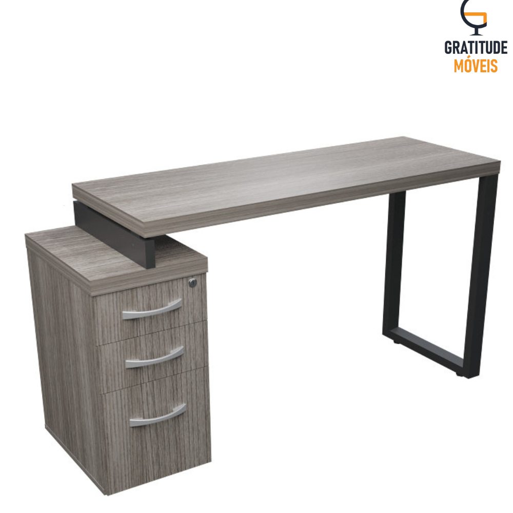 Mesa Retangular pé Quadro com 2 Gavetas + 1 Pasta - BLL