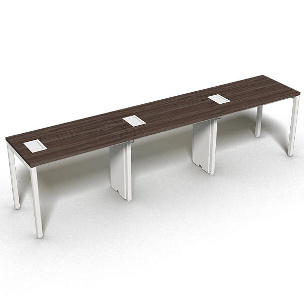 Plataforma de 3 lugares tampo 25 mm com caixas de tomada
