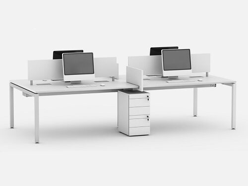 Plataforma de trabalho dupla com biombo frontal