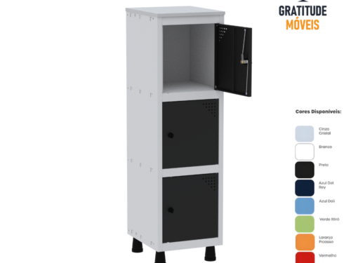 Roupeiro de aço mini- com 3 portas - pd