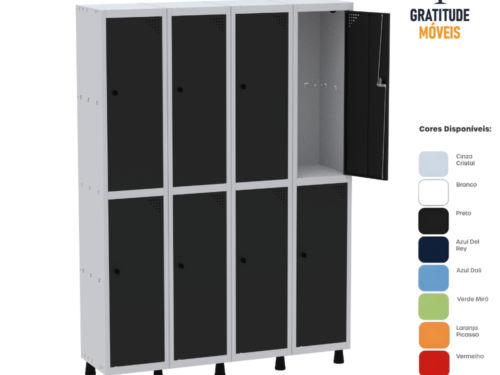 Roupeiro de aço com 8 portas grandes-Pd