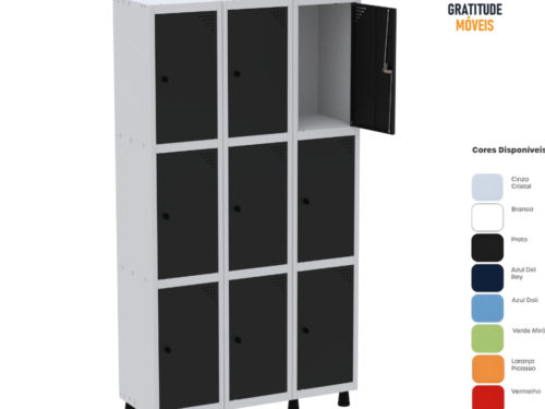 Roupeiro de aço com 9 portas medias-pd